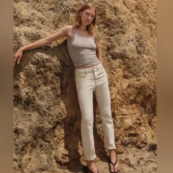 Everlane - The Rigid Slouch Jean Organic Cotton | Size 31 Regular | White Bone - Picture 4 of 13